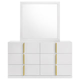 Ines White High Gloss 6-drawer Bedroom Dresser with Mirror - Ornate Home