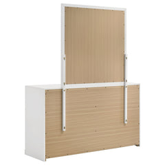 Ines White High Gloss 6-drawer Bedroom Dresser with Mirror - Ornate Home