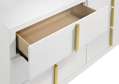 Ines White High Gloss 6-drawer Bedroom Dresser with Mirror - Ornate Home