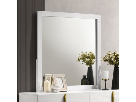 Ines White High Gloss Dresser Mirror - Ornate Home