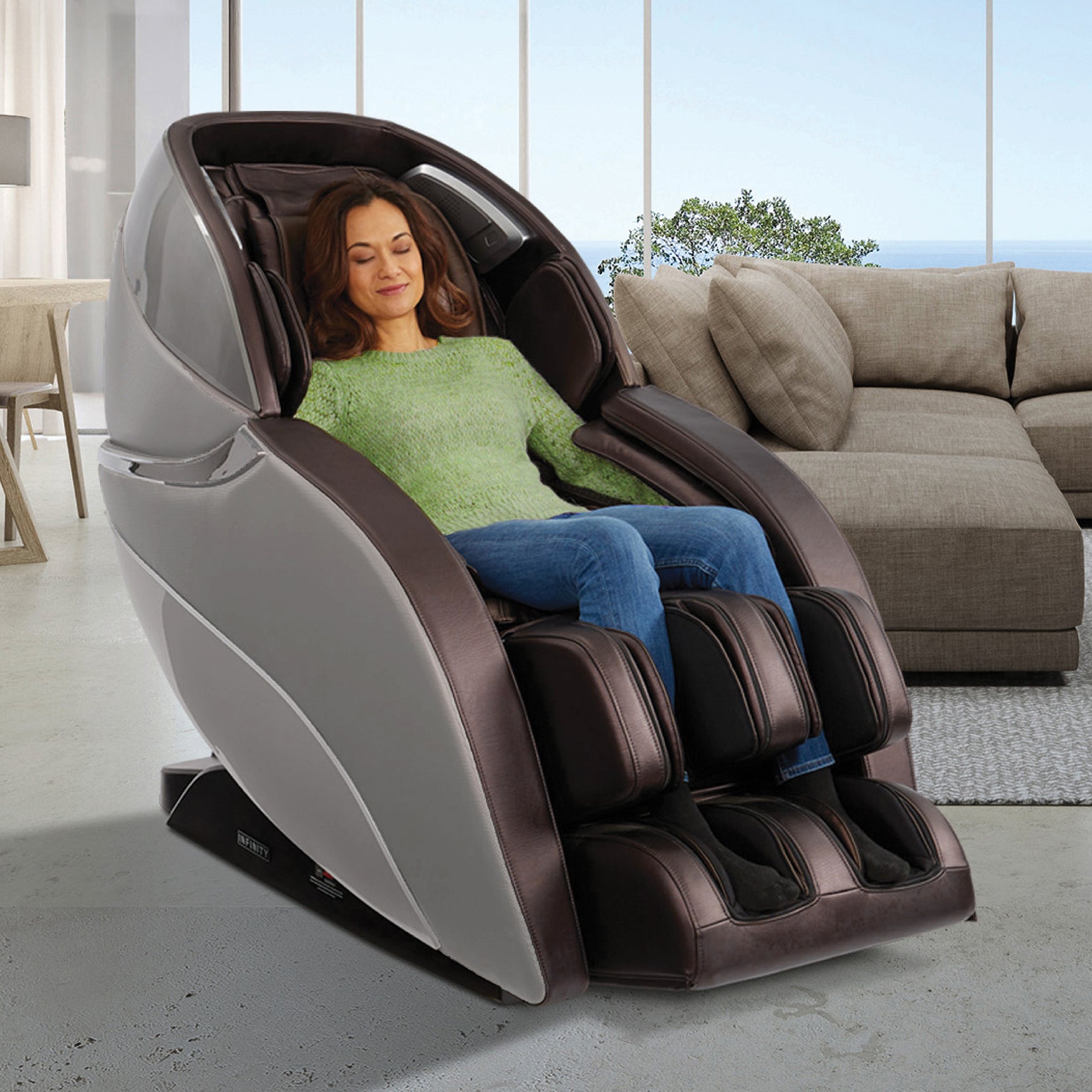 Infinity Gen Max 4D Gray/Dark Brown Massage Chair - Ornate Home