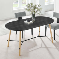Infuse Black/Oak 71" Wood Grain Dining Table - Ornate Home