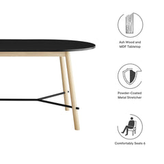 Infuse Black/Oak 71" Wood Grain Dining Table - Ornate Home