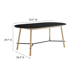 Infuse Black/Oak 71" Wood Grain Dining Table - Ornate Home