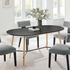 Infuse Black/Oak 71" Wood Grain Dining Table - Ornate Home