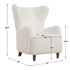 Ingel White Wingback Armchair - Ornate Home