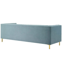 Ingenuity Light Blue Channel Tufted Performance Velvet Sofa - Ornate Home