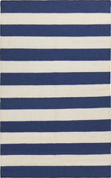 Ingersoll 8x11 Blue&White Striped Wool Rug - Clearance - Ornate Home