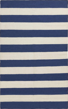 Ingersoll 8x11 Blue&White Striped Wool Rug - Clearance - Ornate Home