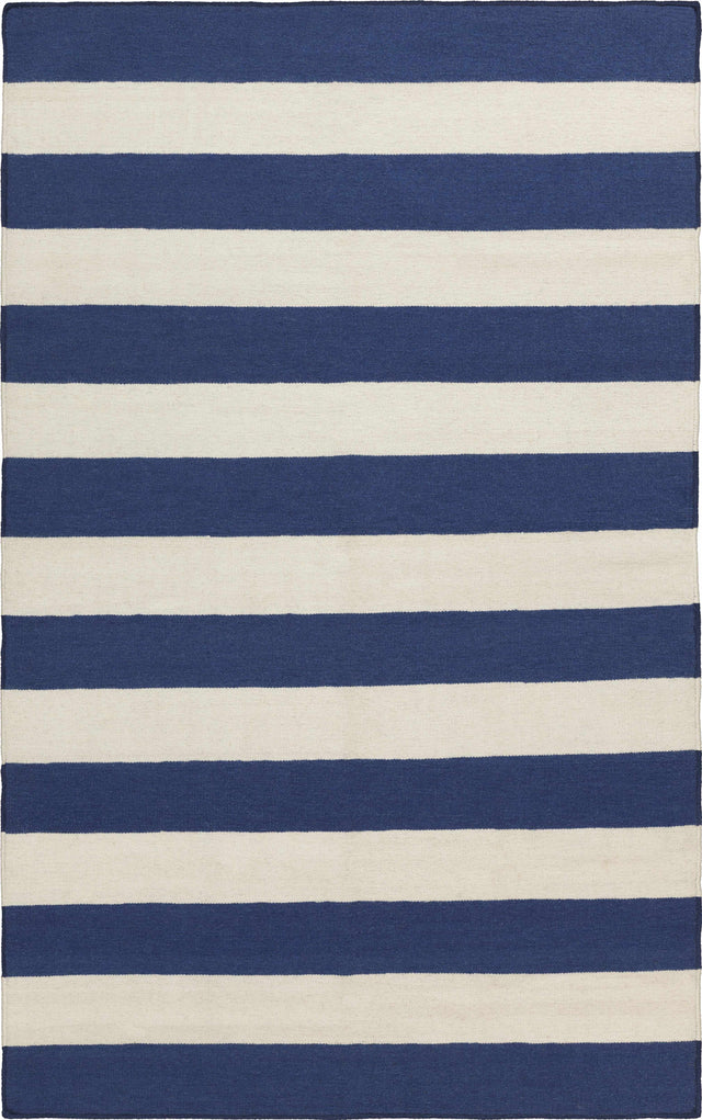 Ingersoll 8x11 Blue&White Striped Wool Rug - Clearance - Ornate Home