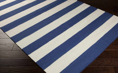 Ingersoll 8x11 Blue&White Striped Wool Rug - Clearance - Ornate Home
