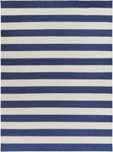 Ingersoll 8x11 Blue&White Striped Wool Rug - Clearance - Ornate Home