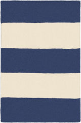 Ingersoll 8x11 Blue&White Striped Wool Rug - Clearance - Ornate Home