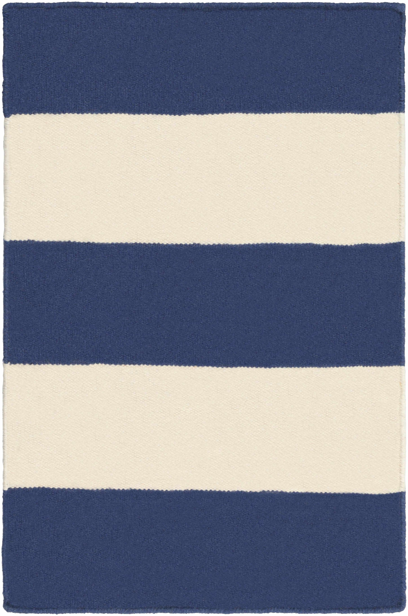 Ingersoll 8x11 Blue&White Striped Wool Rug - Clearance - Ornate Home