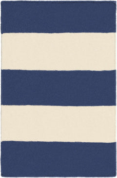 Ingersoll 8x11 Blue&White Striped Wool Rug - Clearance - Ornate Home