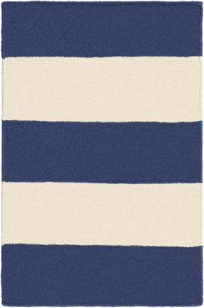 Ingersoll 8x11 Blue&White Striped Wool Rug - Clearance - Ornate Home