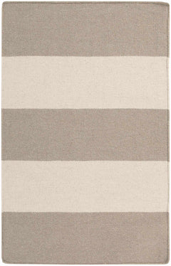 Ingersoll Beige&Gray Striped Wool Area Rug - Clearance - Ornate Home
