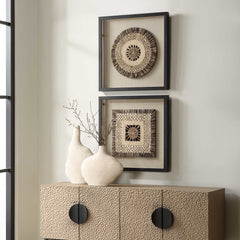 Intertwine Brown Knit Paper Shadow Box (Set of 2) - Ornate Home