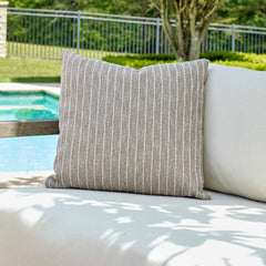 Involve Brown/White Outdoor Striped Pillow - Ornate Home