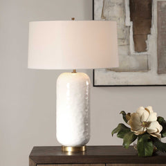 Iona White Glaze Table Lamp - Ornate Home