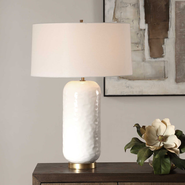 Iona White Glaze Table Lamp - Ornate Home