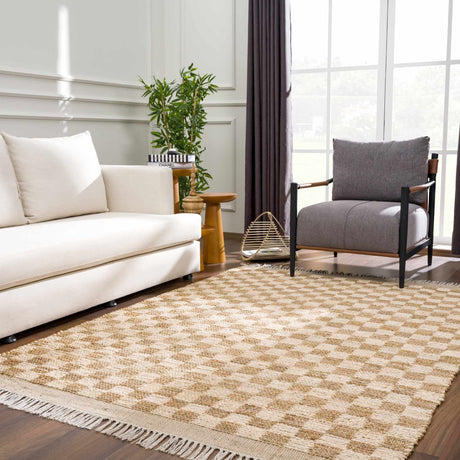 Ionut Checkered Jute Area Rug - Ornate Home