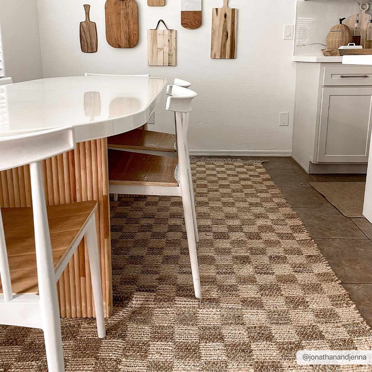 Ionut Checkered Jute Area Rug - Ornate Home