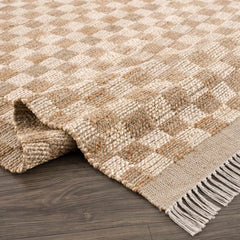 Ionut Checkered Jute Area Rug - Ornate Home
