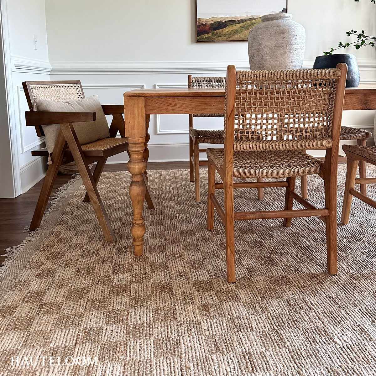 Ionut Checkered Jute Area Rug - Ornate Home