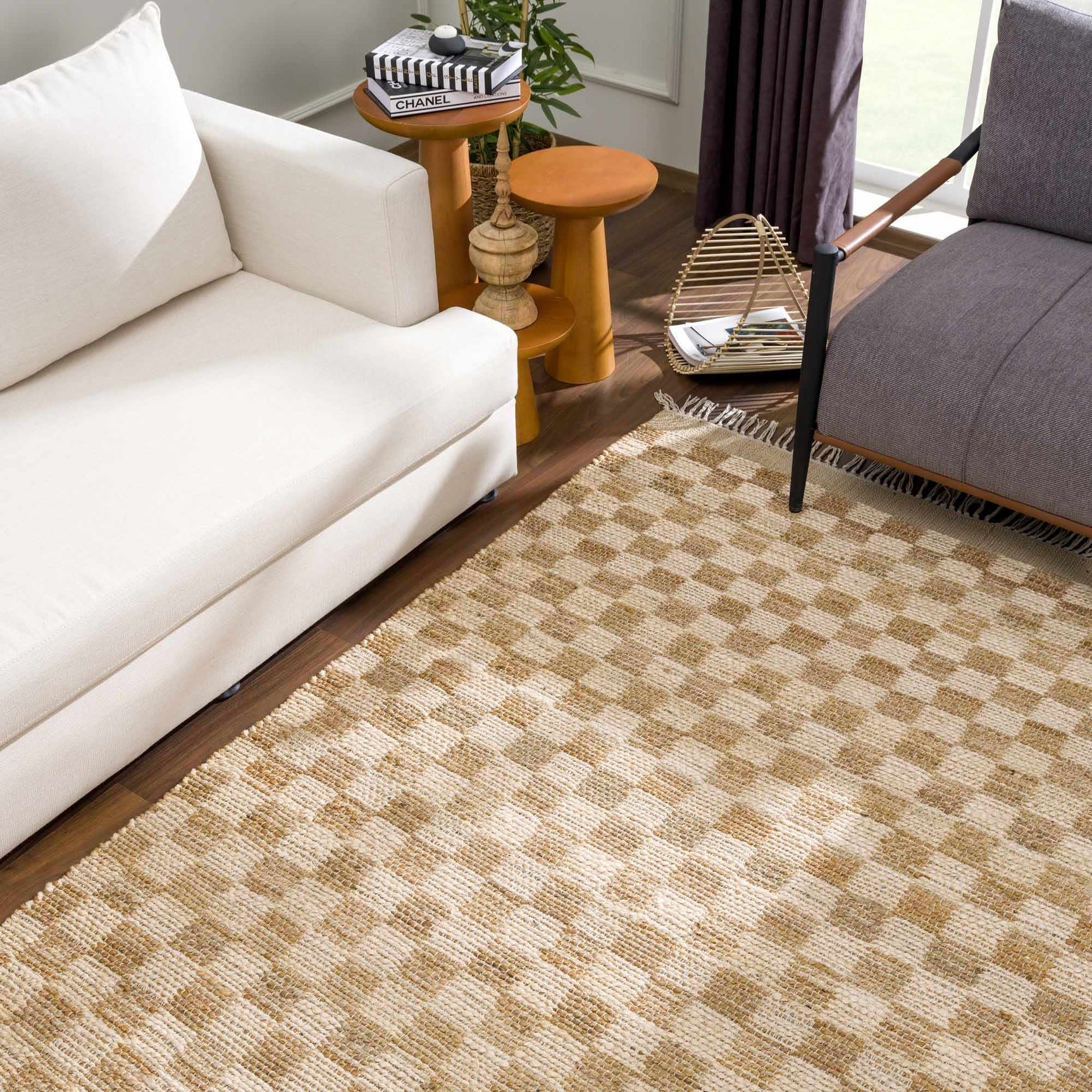 Ionut Checkered Jute Area Rug - Ornate Home