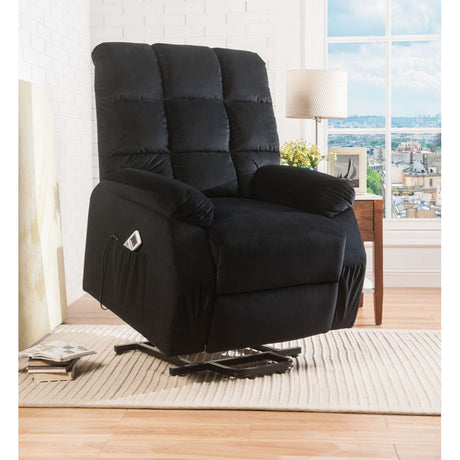 Ipompea Black Velvet Recliner w/Power Lift & Massage - Ornate Home