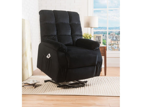 Ipompea Black Velvet Recliner w/Power Lift & Massage - Ornate Home