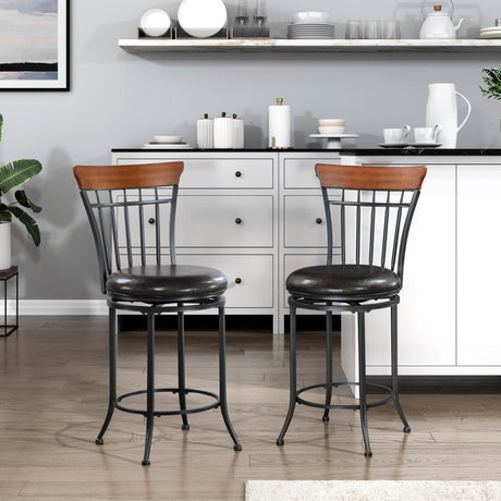 Ira Black/Brown Swivel Counter Height Chair (Set of 2) - Ornate Home