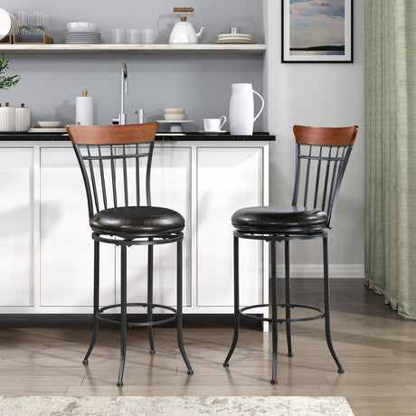 Ira Black/Brown Swivel Pub Height Chair - Ornate Home