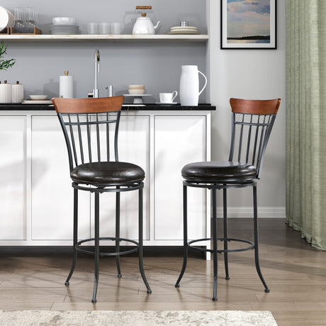 Ira Black/Brown Swivel Pub Height Chair (Set of 2) - Ornate Home