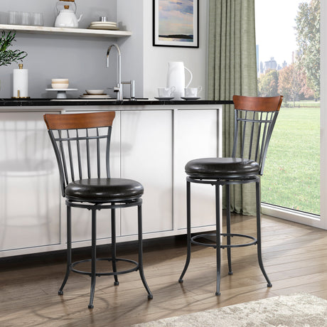 Ira Black/Brown Swivel Pub Height Chair (Set of 2) - Ornate Home