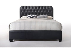 Ireland Eastern King PU Platform Bed in Black - Ornate Home