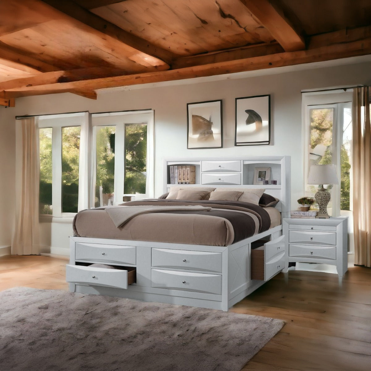 Ireland Full Storage Bed in White 21710F - Ornate Home