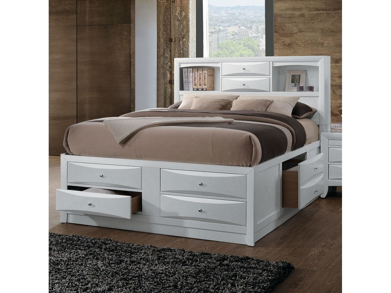 Ireland Full Storage Bed in White 21710F - Ornate Home