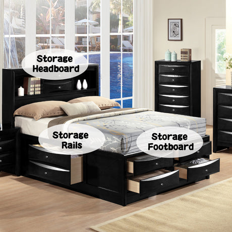 Ireland Queen Storage Bed in Black - Ornate Home