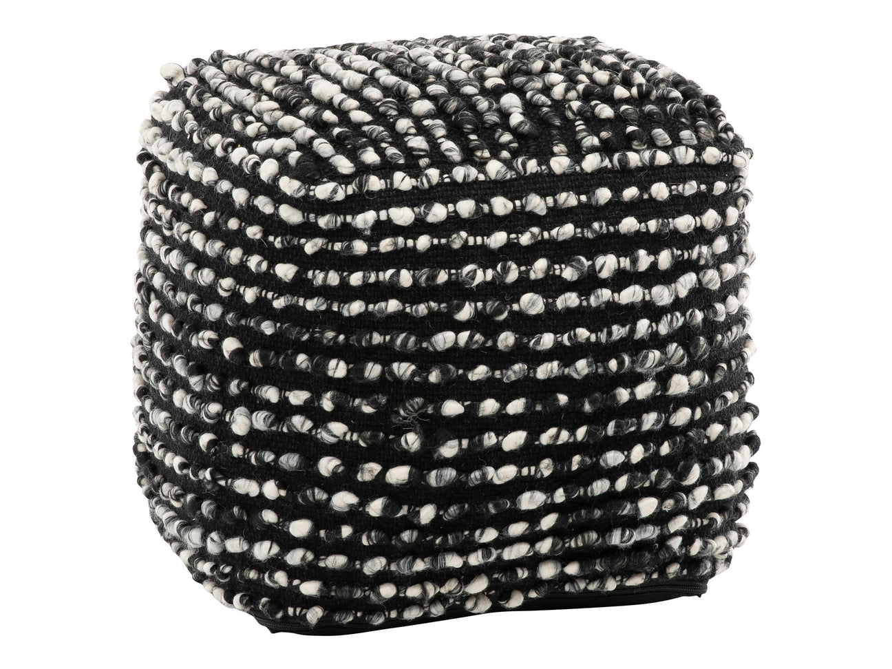 Irene Black/Off White Pouf - Ornate Home