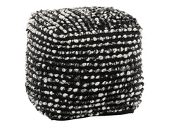 Irene Black/Off White Pouf - Ornate Home