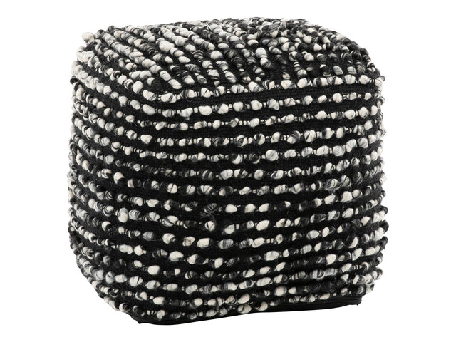 Irene Black/Off White Pouf - Ornate Home