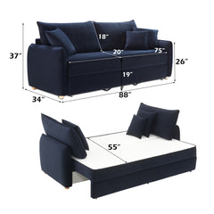Irina Blue Velvet Sofa W/Sleeper - Ornate Home
