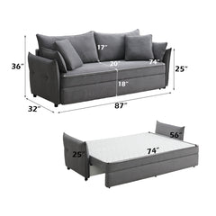 Irina Gray Sofa W/Sleeper - Ornate Home
