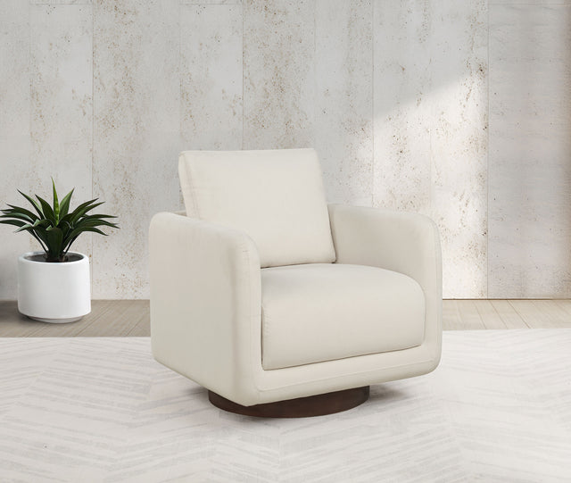 Iris Ivory Fabric Upholstered Swivel Accent Chair - Ornate Home