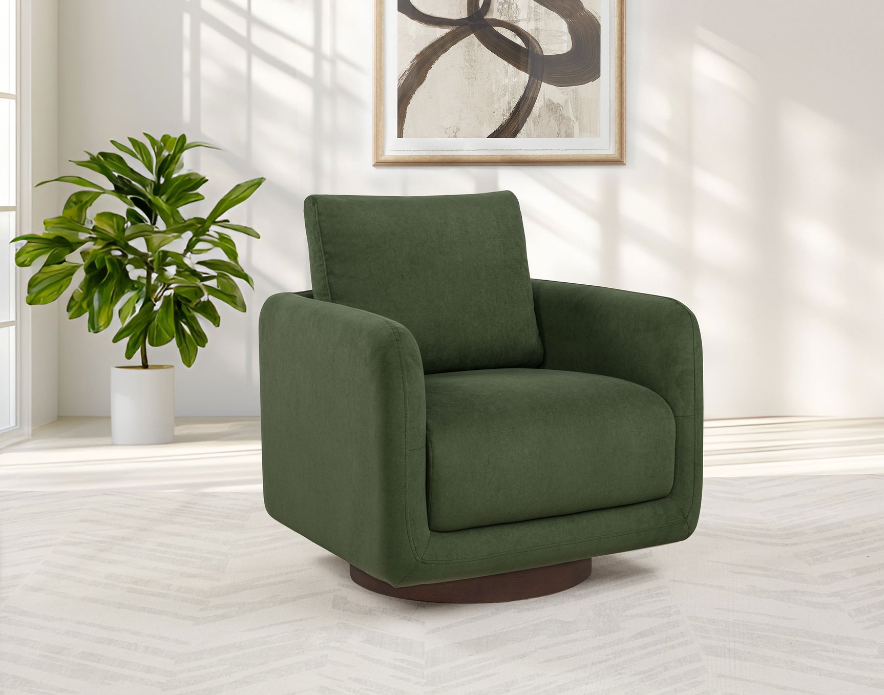 Iris Matcha Fabric Upholstered Swivel Accent Chair - Ornate Home