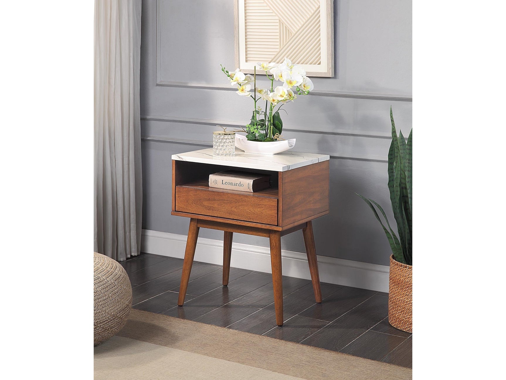 Iris Walnut End Table - Ornate Home