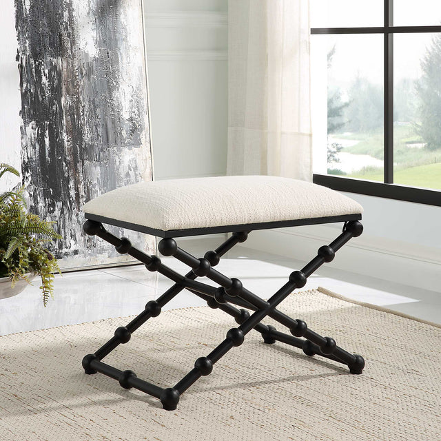 Iron Drops Black/White Small Bench - Ornate Home