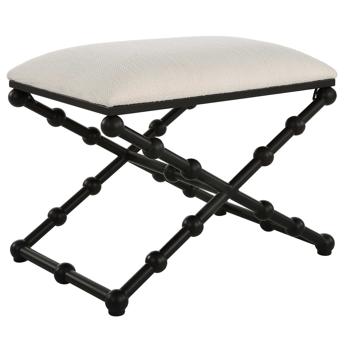 Iron Drops Black/White Small Bench - Ornate Home